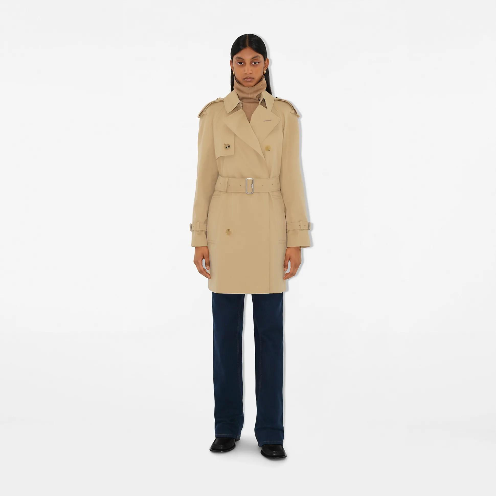 Flash Sale Burberry Short Gabardine Hamilton Trench Coat Flax