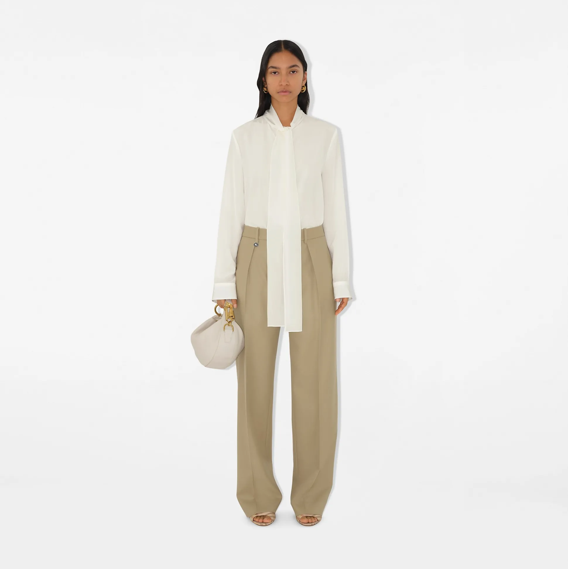 Outlet Burberry Silk Blouse Naturalwhite