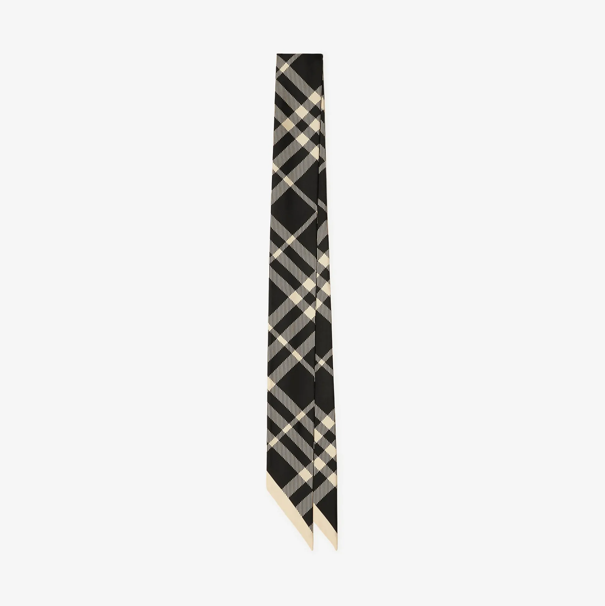 Sale Burberry Skinny Check Silk Scarf Black/calico