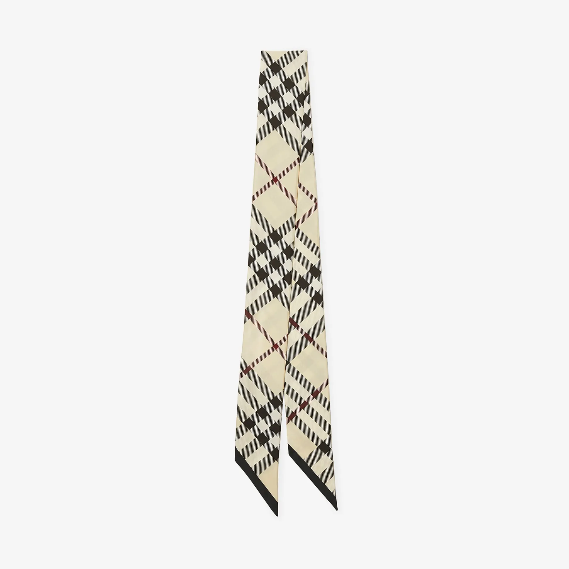 Clearance Burberry Skinny Check Silk Scarf Stone