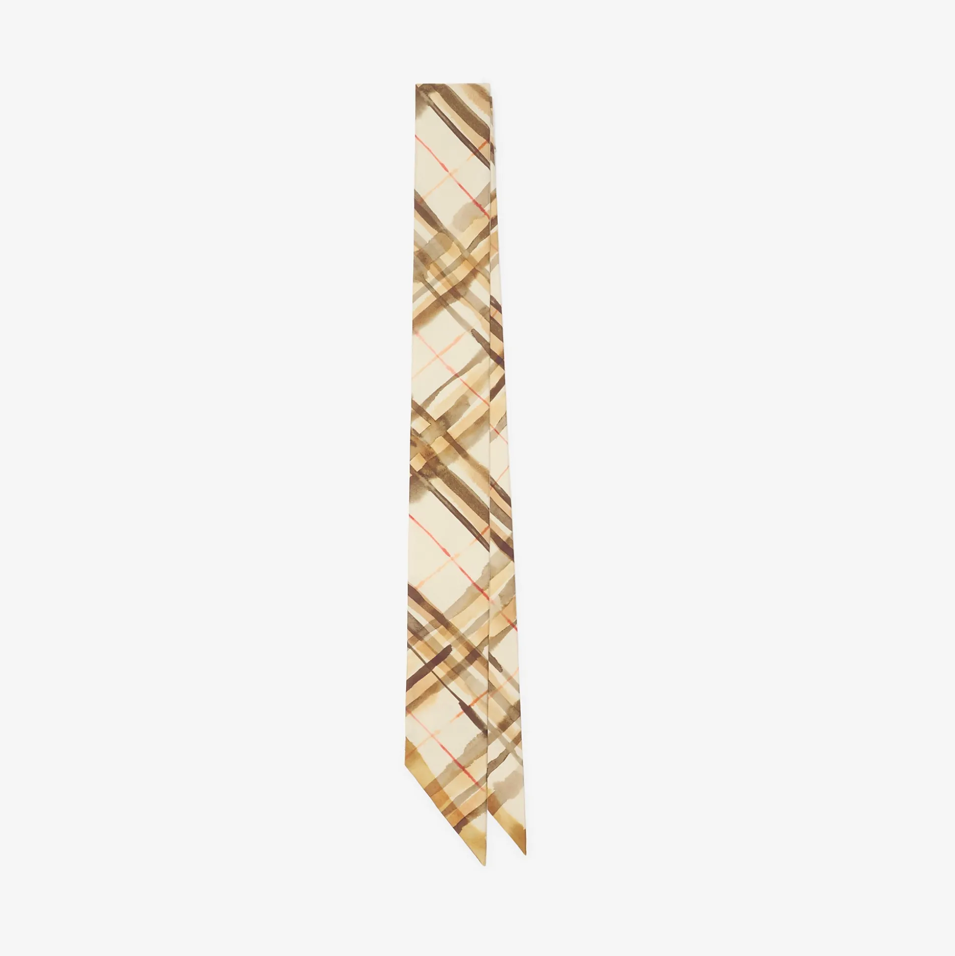 Online Burberry Skinny Reversible Check Silk Scarf Nutmeg