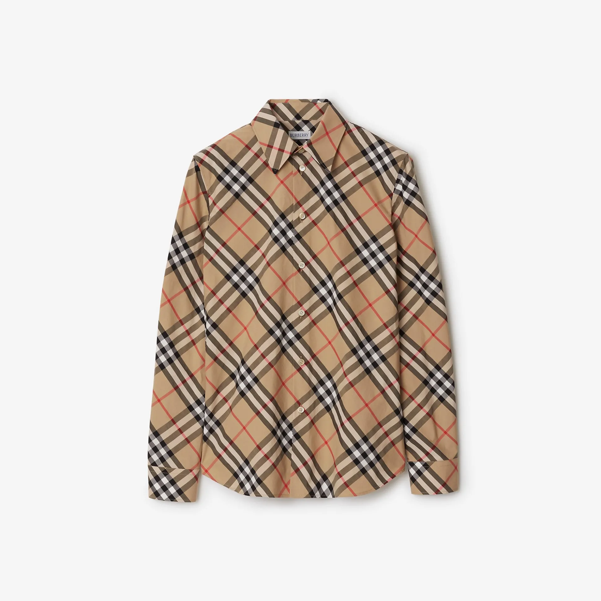 Discount Burberry Slim Fit Check Cotton Shirt Sand