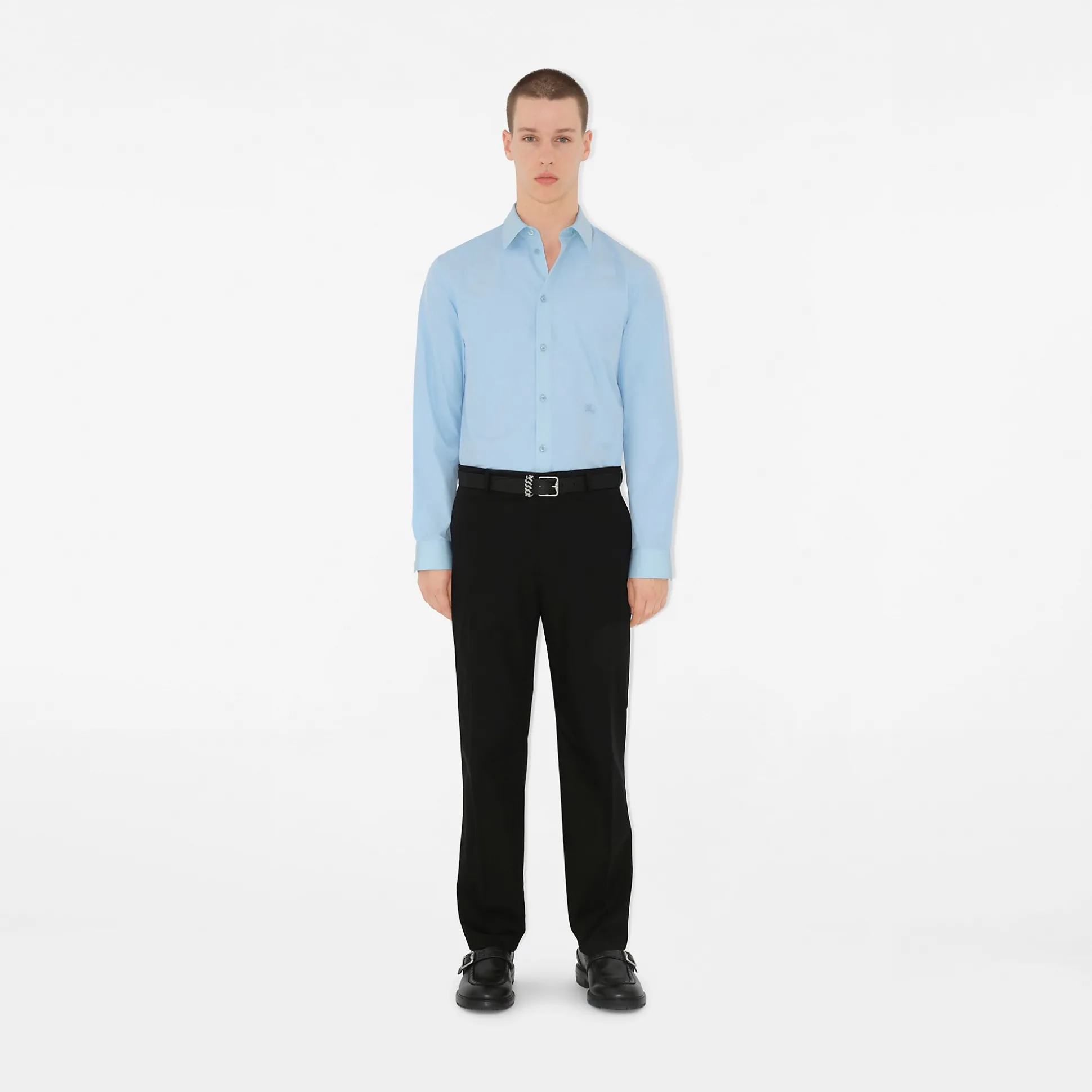 New Burberry Slim Fit Cotton Formal Shirt Neptune