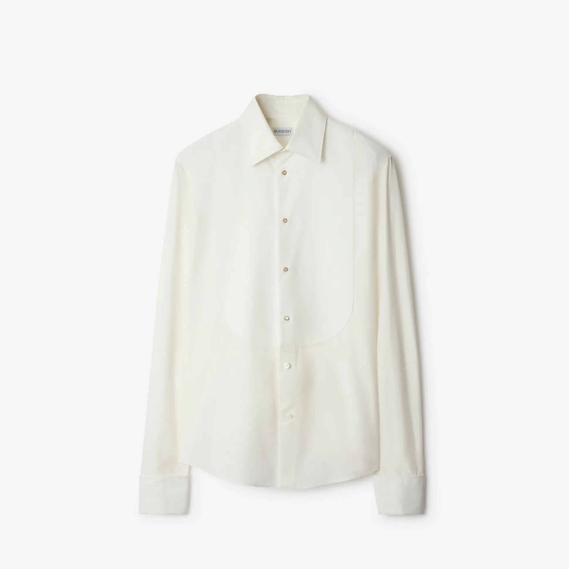 Store Burberry Slim Fit Cotton Silk Tuxedo Shirt Naturalwhite