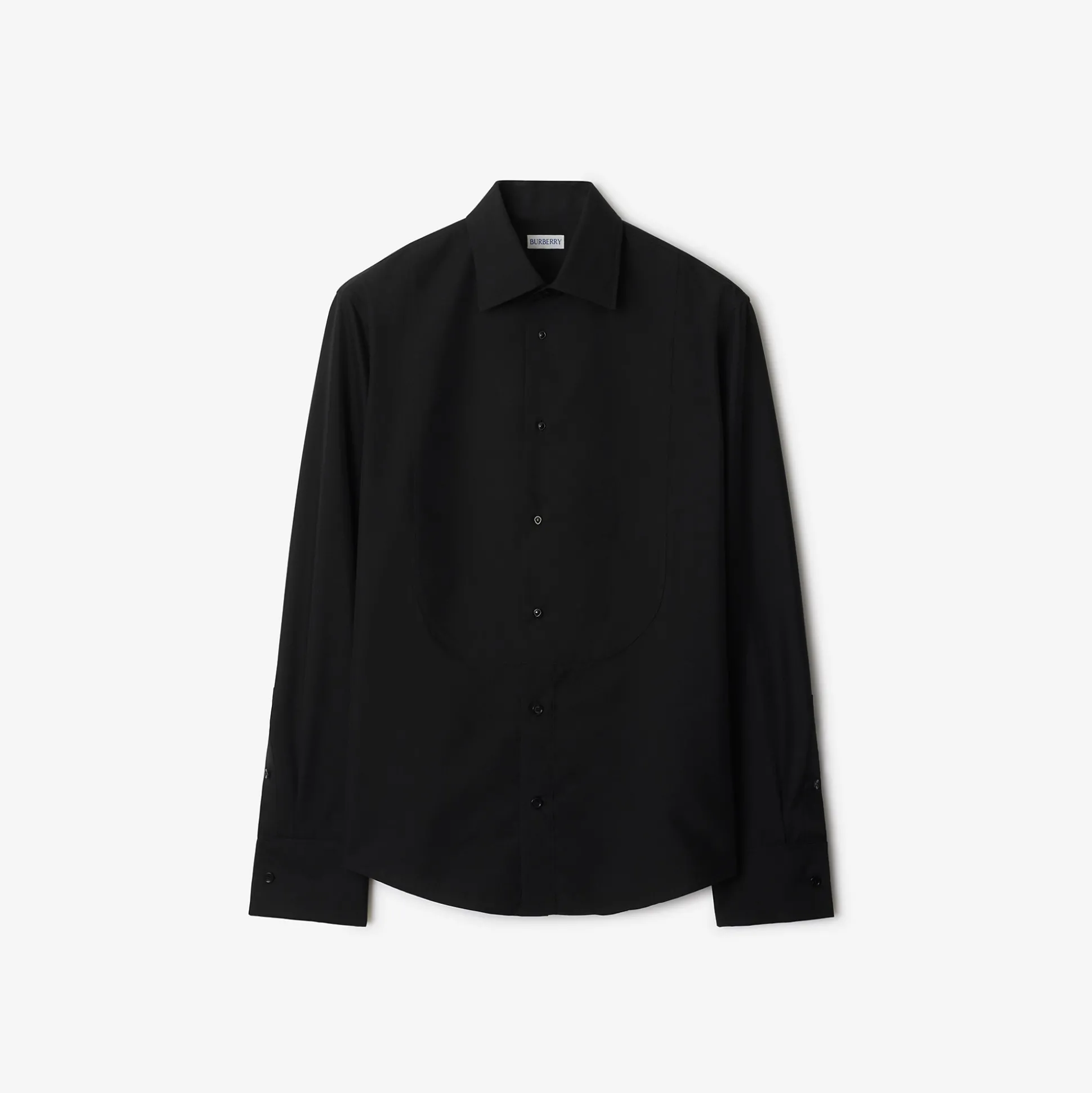 Best Sale Burberry Slim Fit Cotton Silk Tuxedo Shirt Black