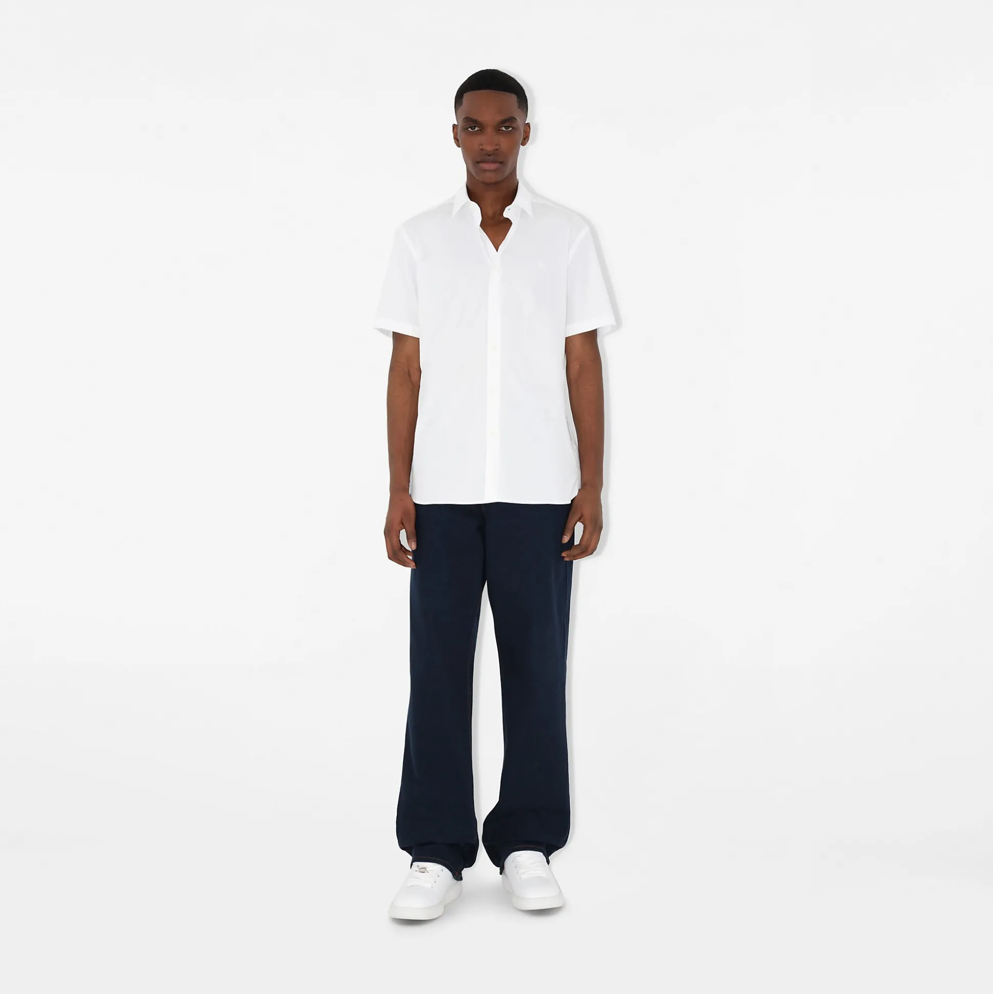 Outlet Burberry Stretch Cotton Shirt White