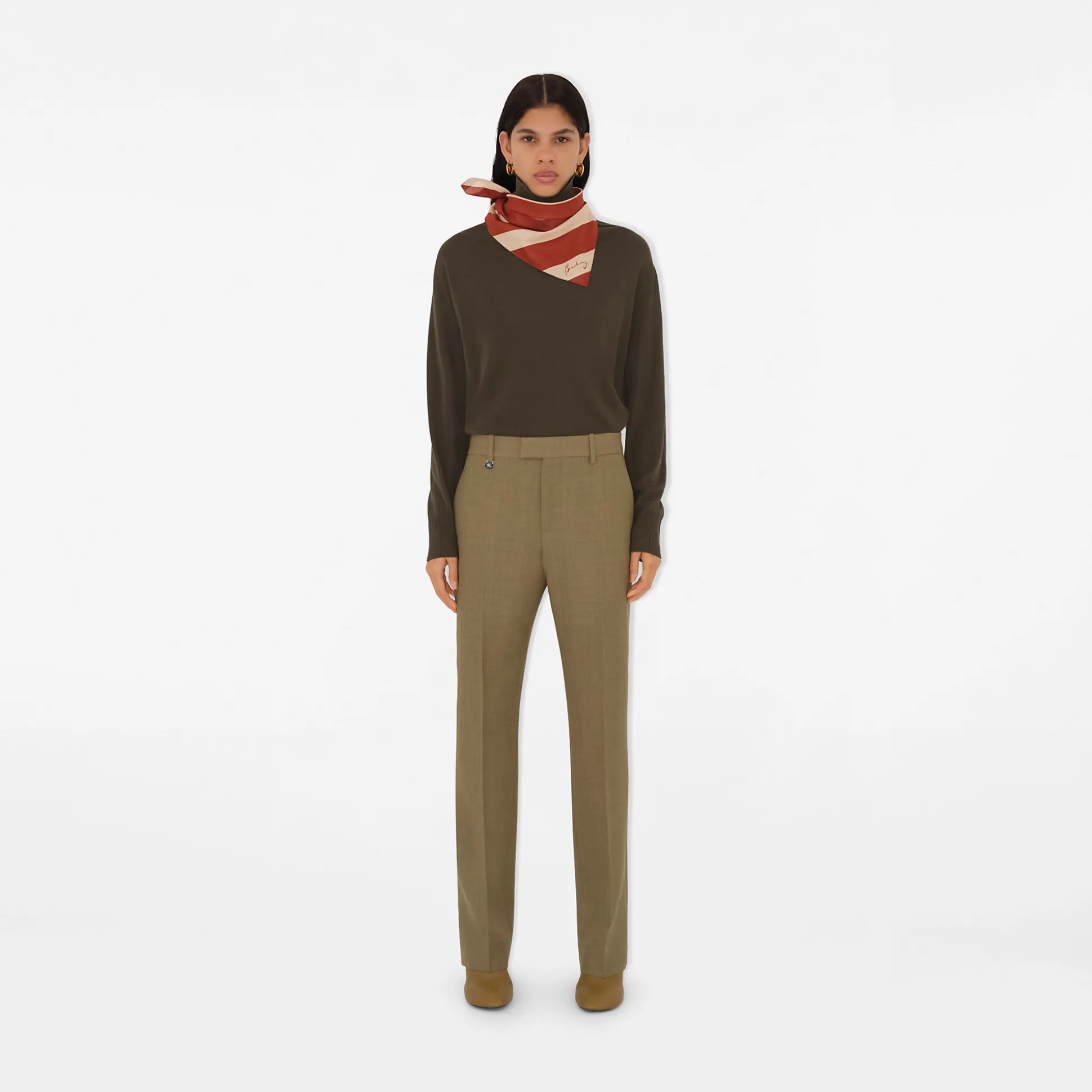 Best Burberry Striped Cotton Scarf Rust