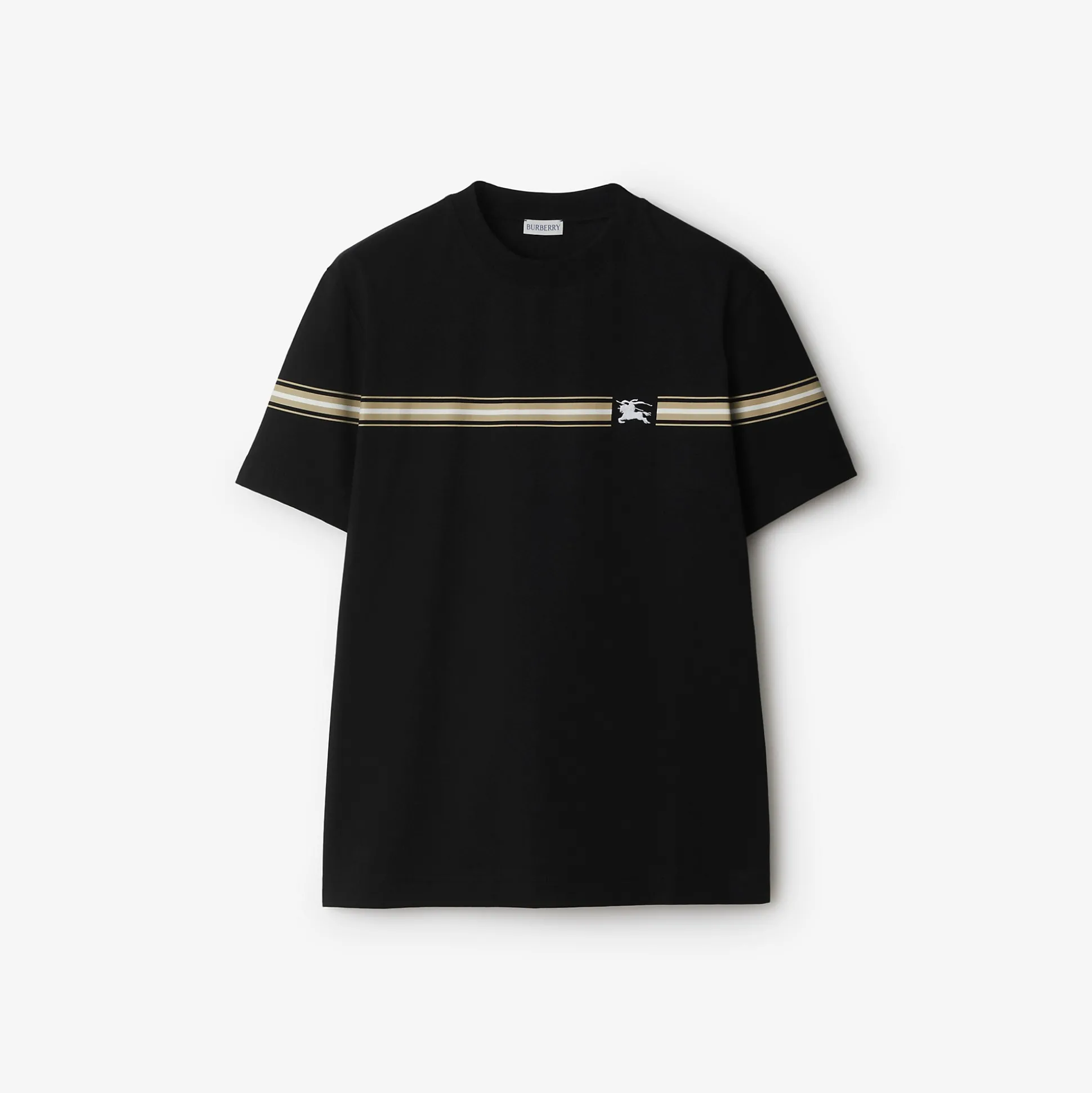 Discount Burberry Striped Cotton T-shirt Black