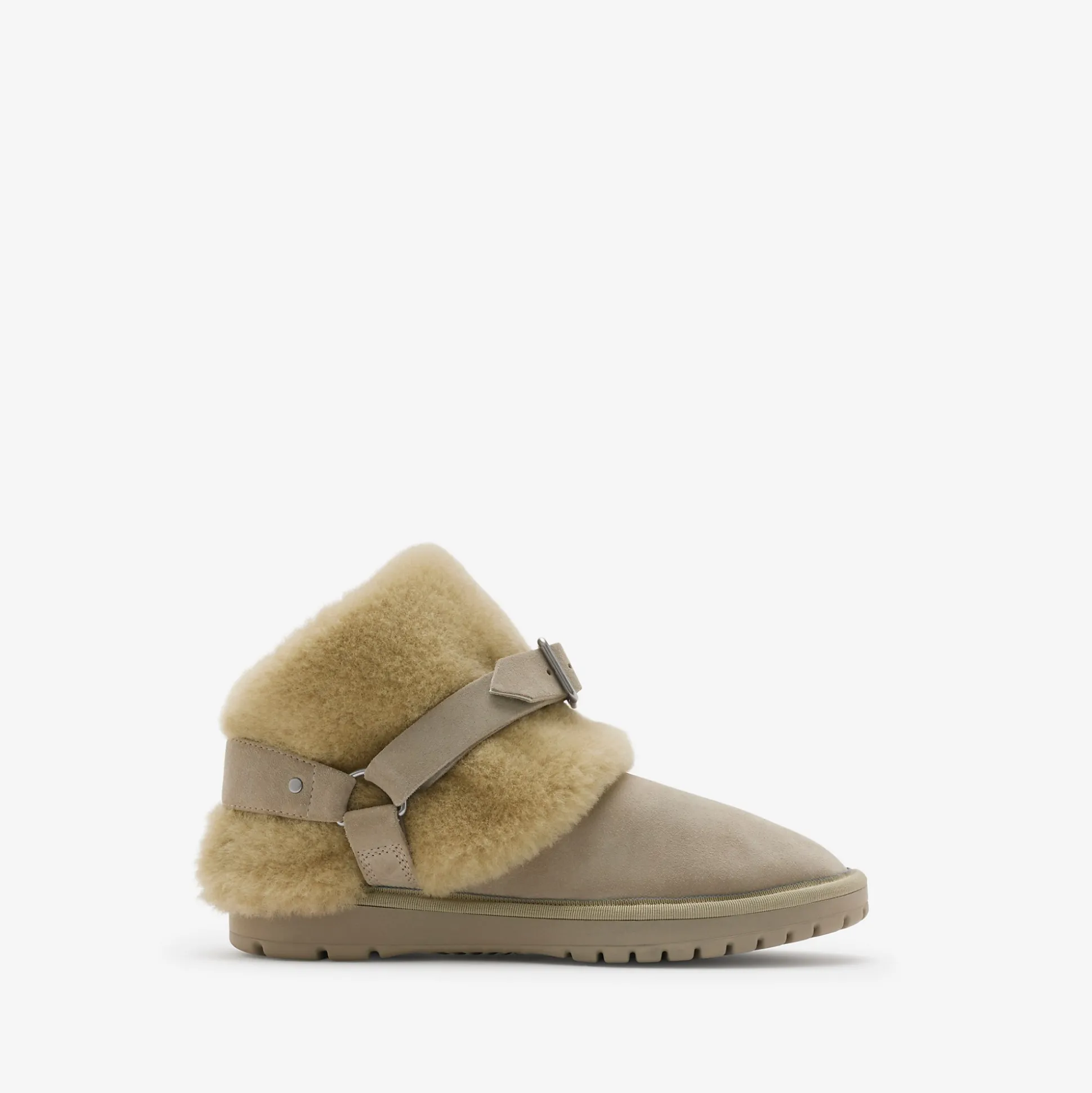 Best Burberry Suede and Shearling Chubby Boots Hunter