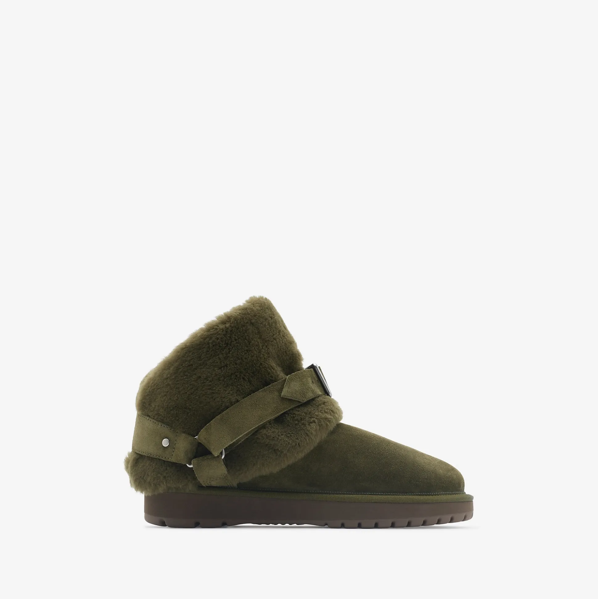 Shop Burberry Suede and Shearling Chubby Boots Loch