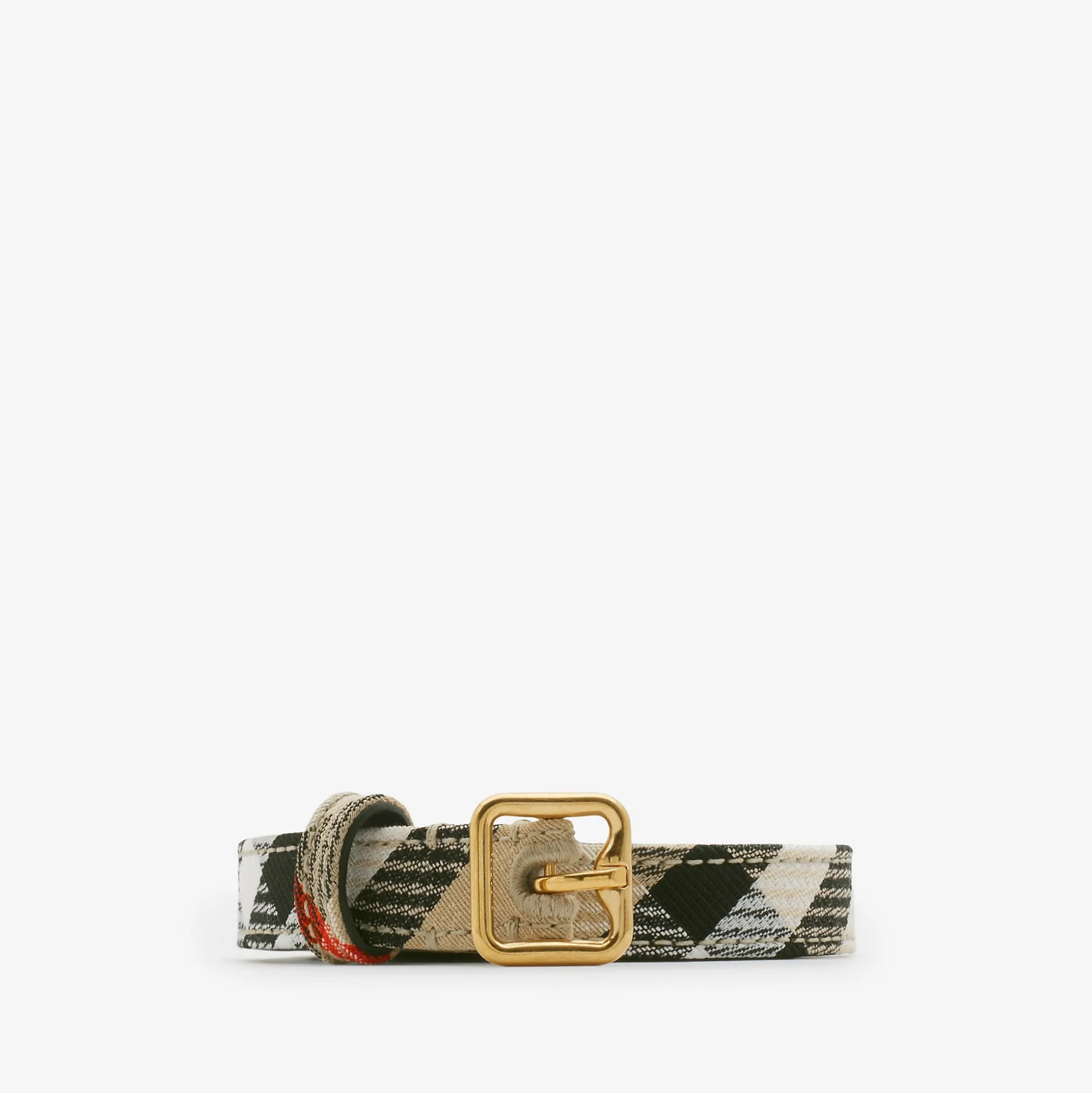 Shop Burberry Thin Check B Buckle Belt Sand