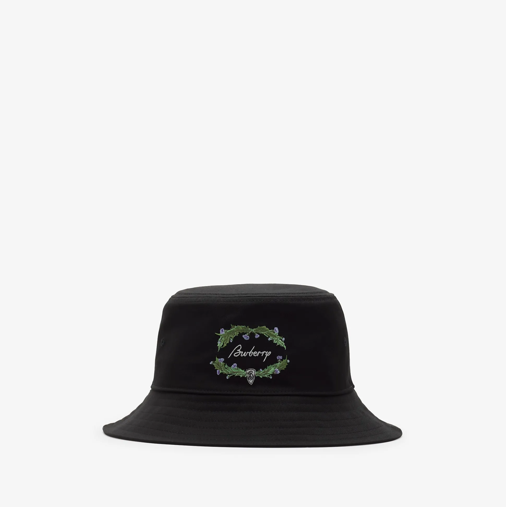 Hot Burberry Thistle Logo Bucket Hat Coal