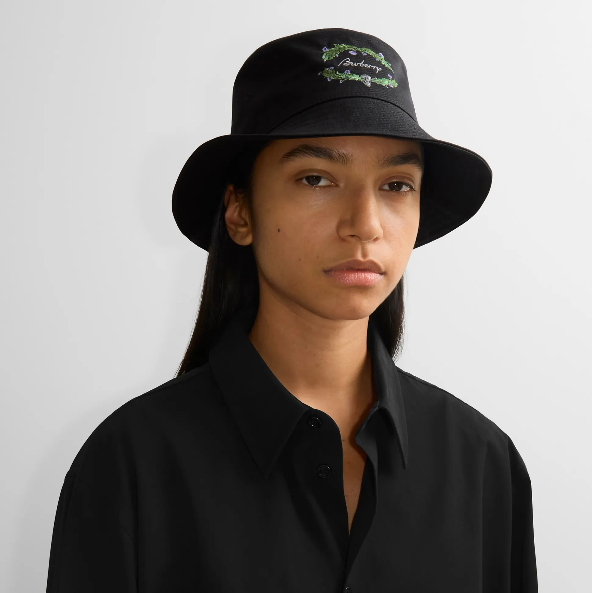 Hot Burberry Thistle Logo Bucket Hat Coal