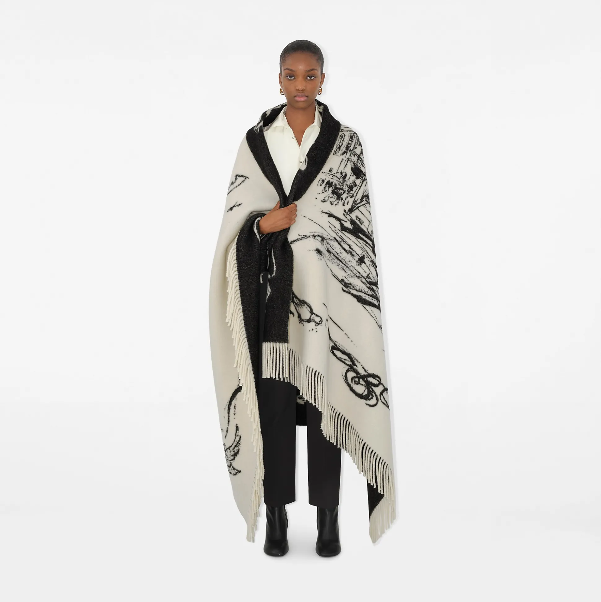 Cheap Burberry Westminster Wool Blanket Monochrome