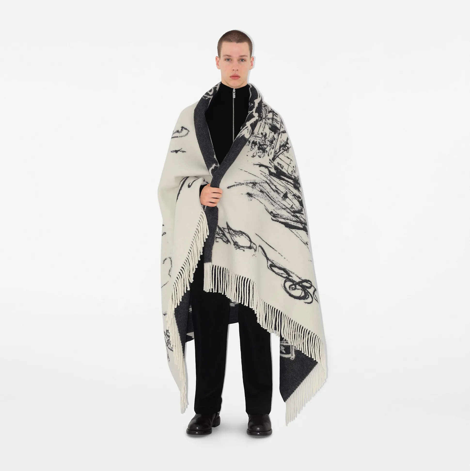 Cheap Burberry Westminster Wool Blanket Monochrome