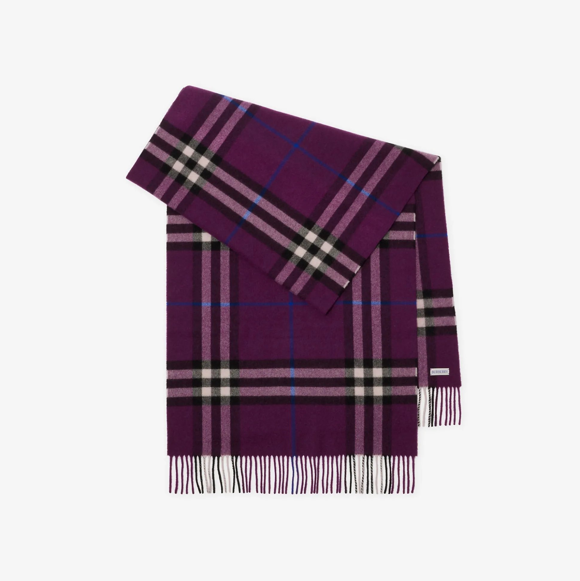 New Burberry Wide Check Cashmere Scarf Pansy