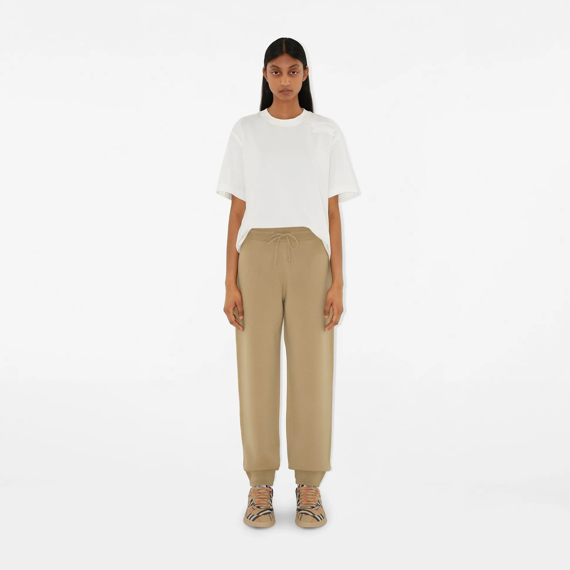 Online Burberry Wool Blend Jogging Pants Sand