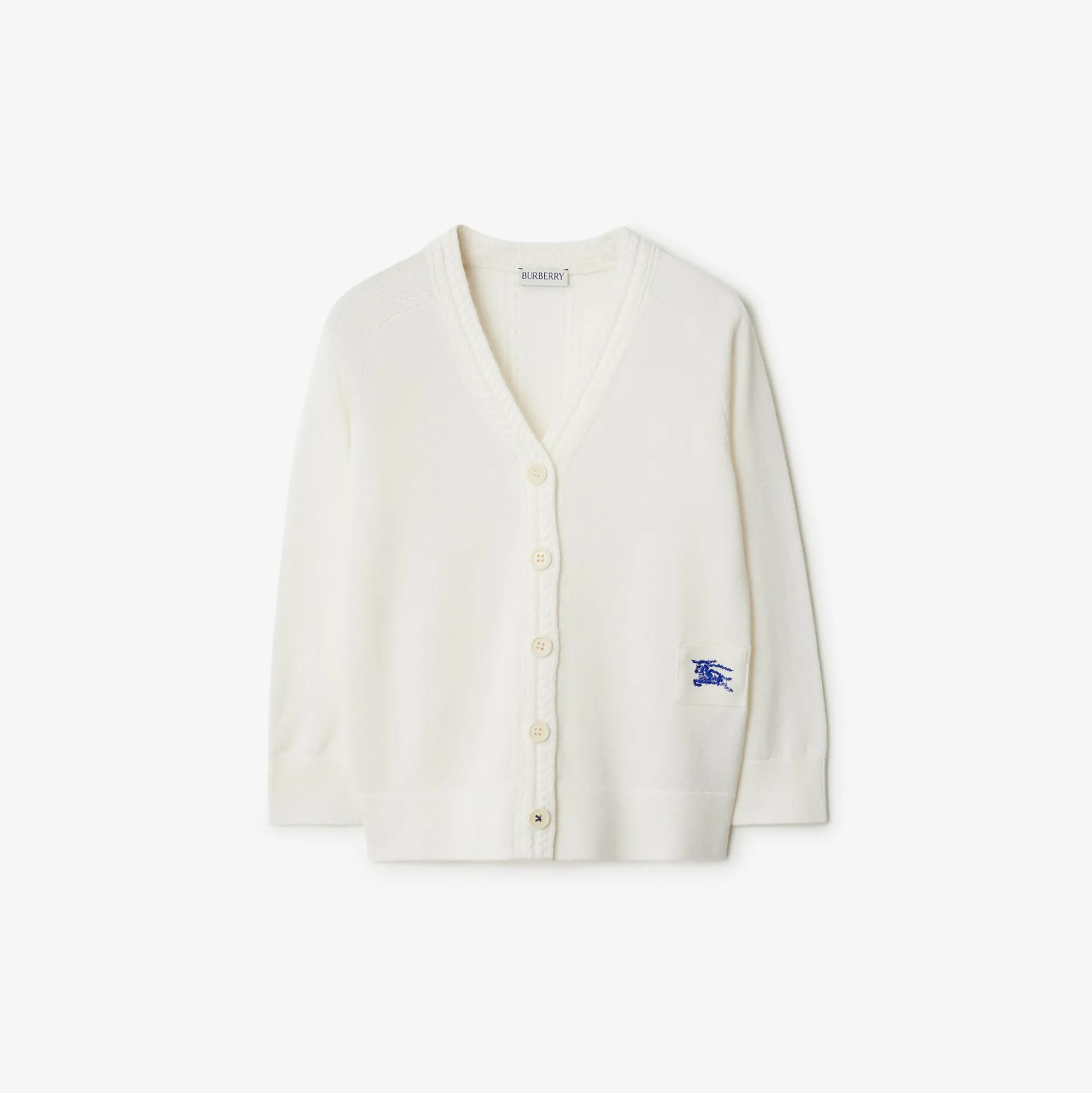 Shop Burberry Wool Cardigan Ivory