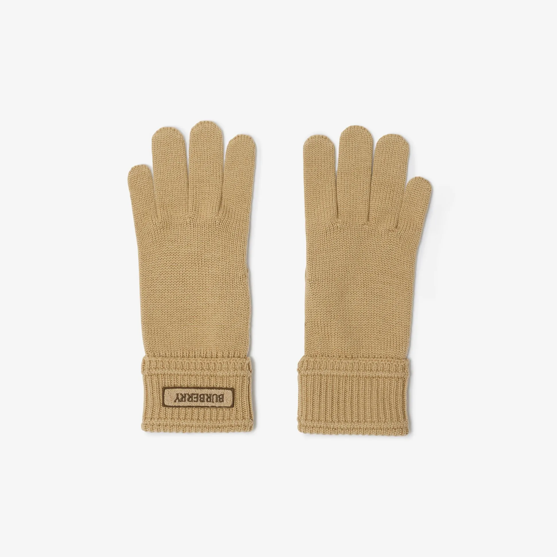 New Burberry Wool Gloves Sand