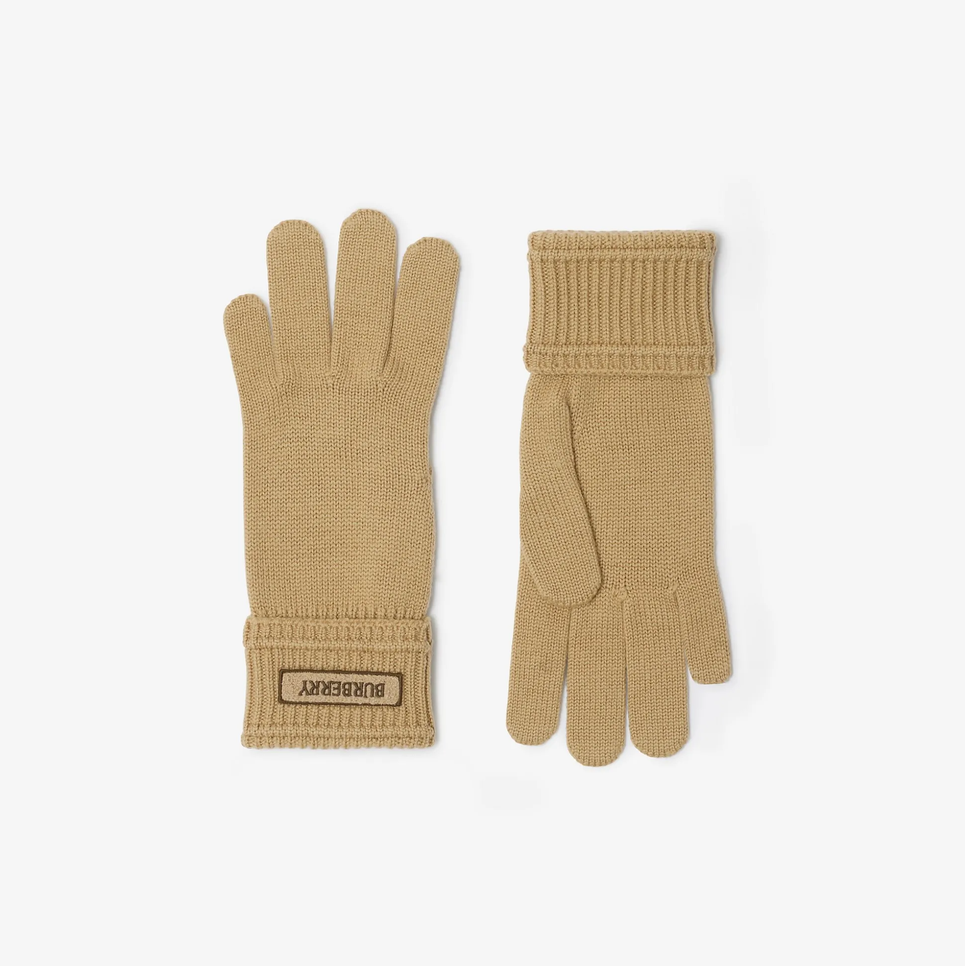 New Burberry Wool Gloves Sand