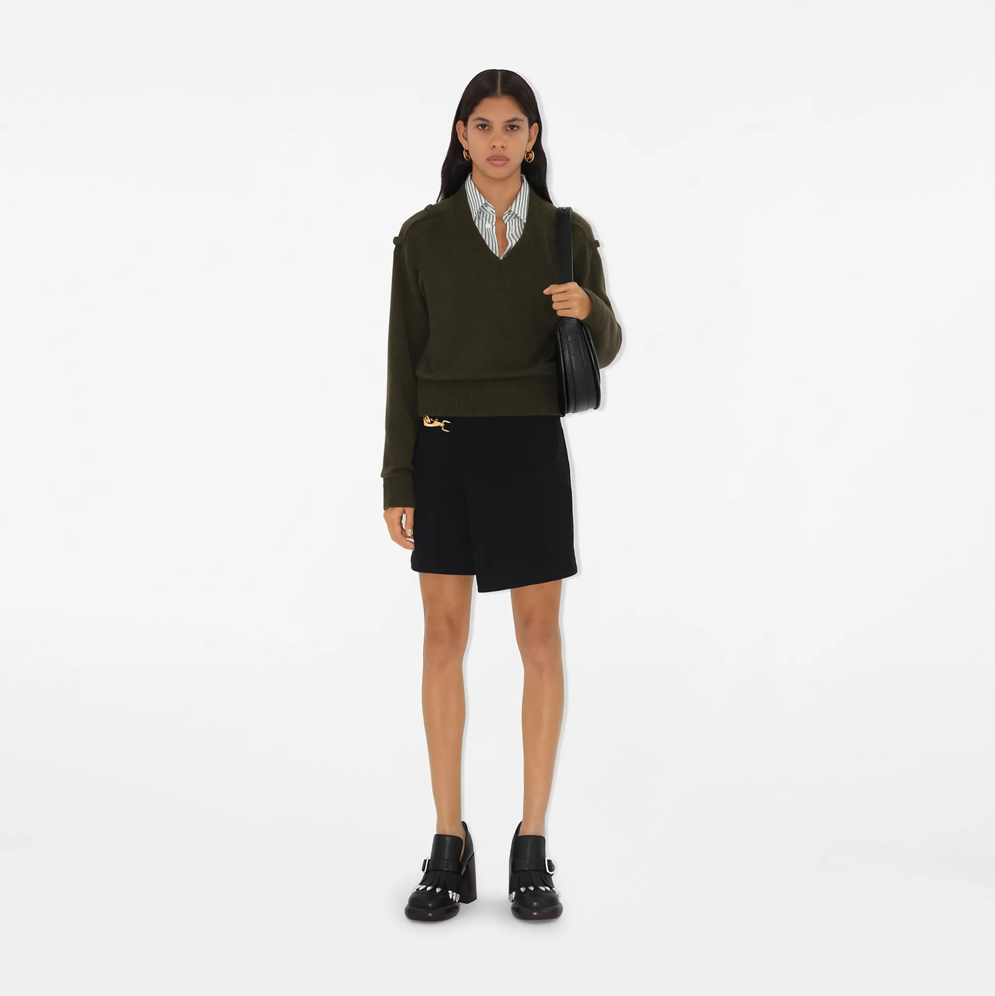 Outlet Burberry Wool Mini Skirt Black