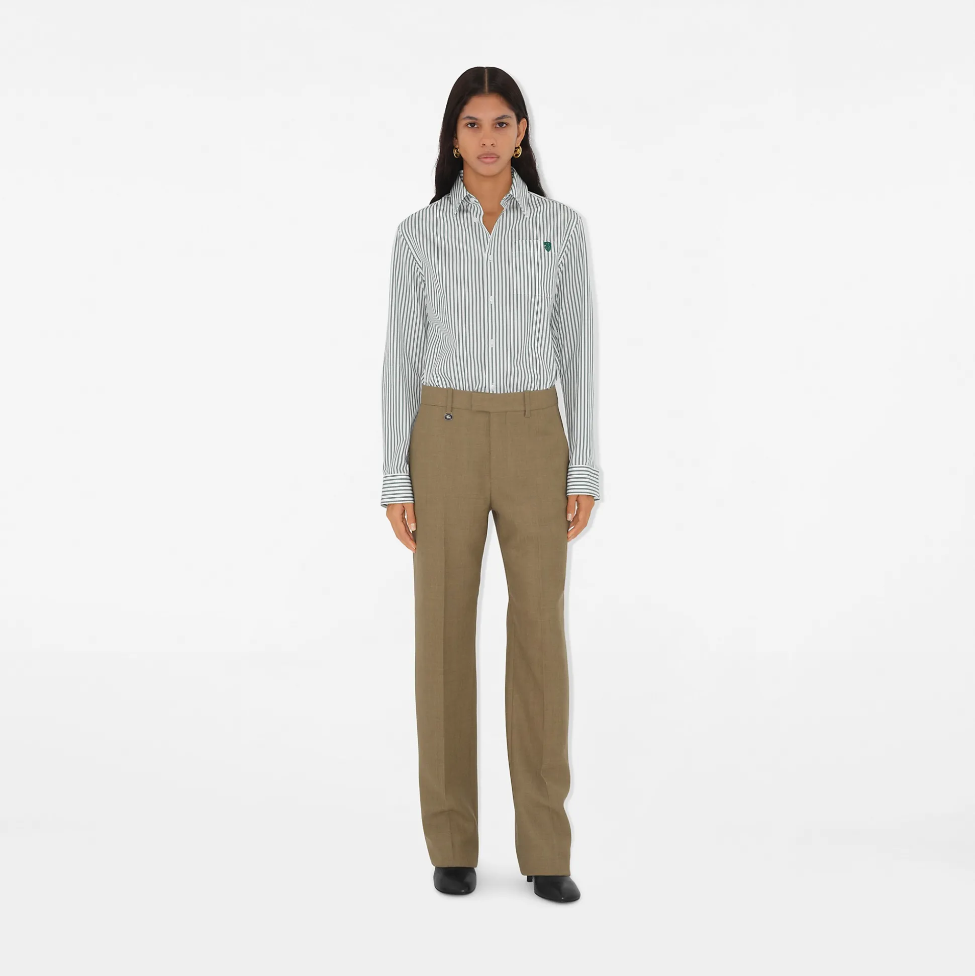 Hot Burberry Wool Tailored Trousers Linden/mountain